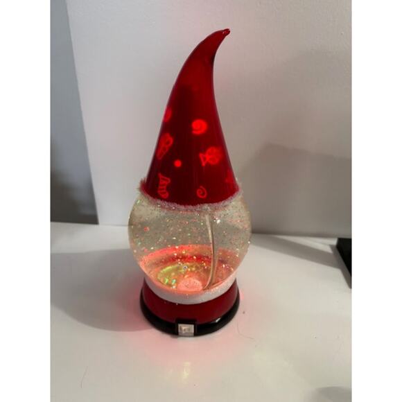 Glass Santa Head Snow Globe Working Lights Red - Picture 3 of 9
